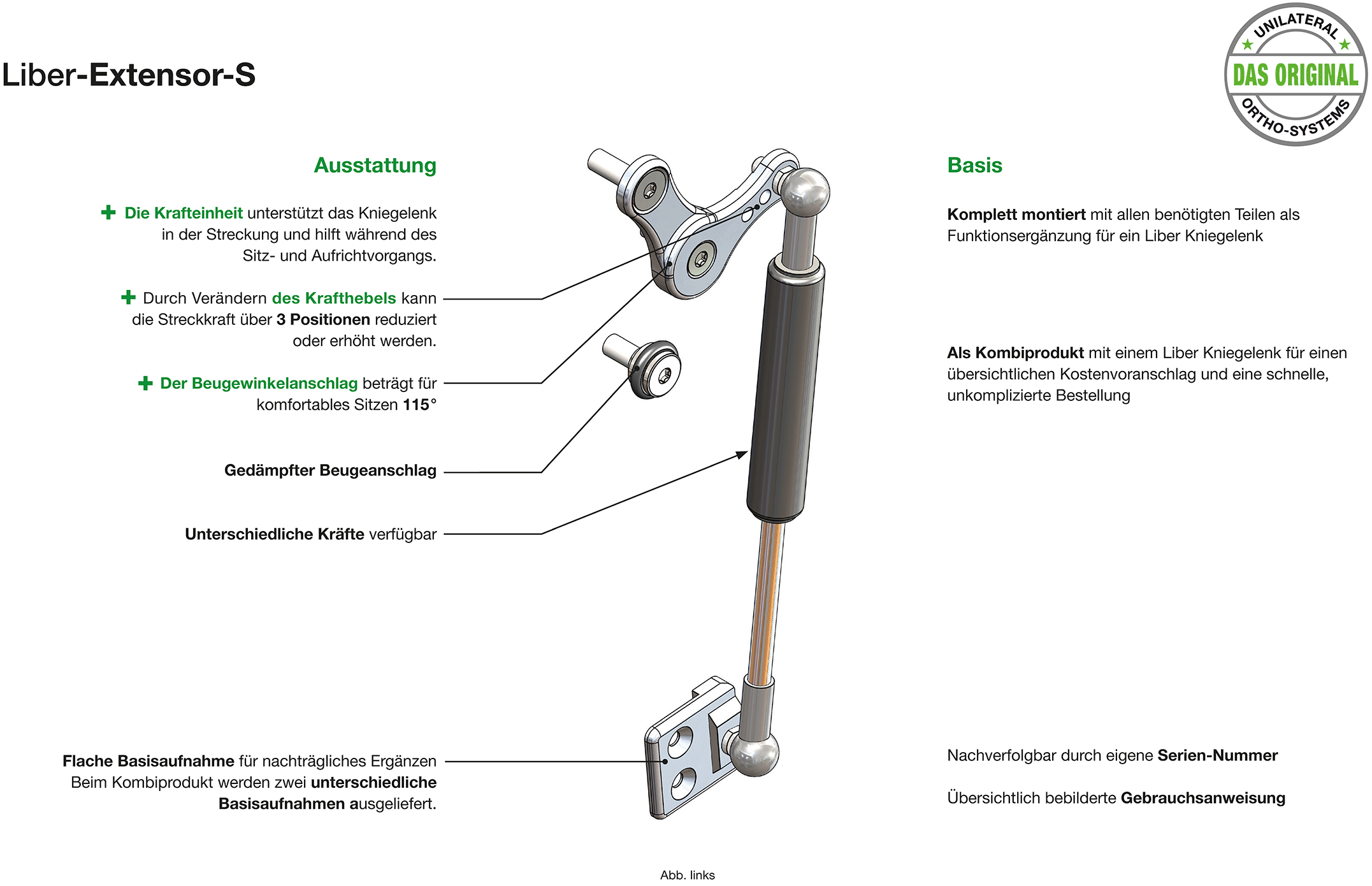 Ausstattung und Vorteile Liber-IN-Extensor-IN-S