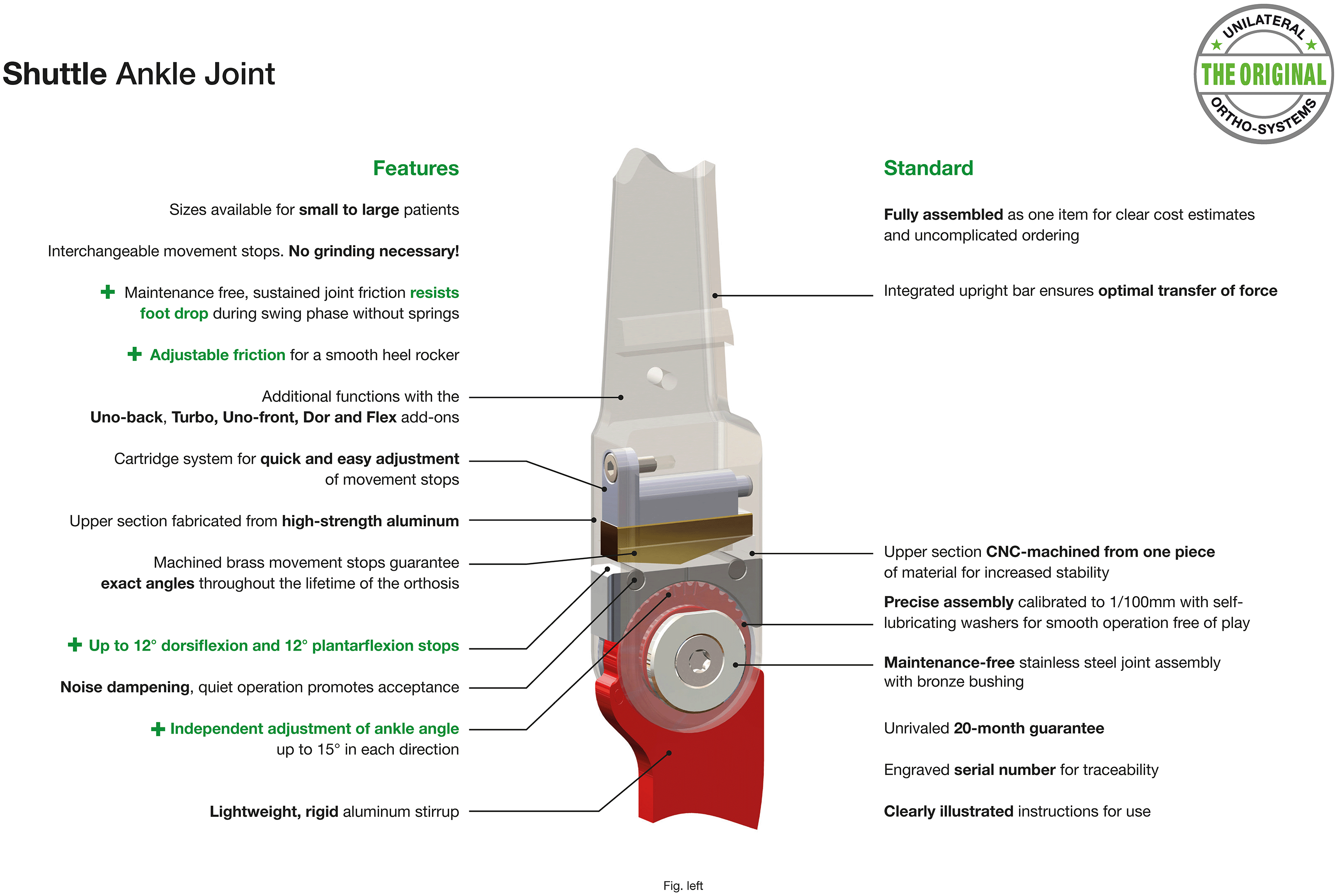Features Shuttle Ankle Joint